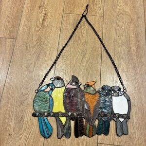 Colorful Stained Glass Birds Panel, with a small flaw